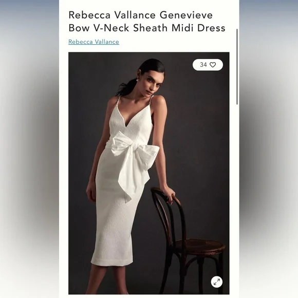 Rebecca Vallance Genevieve
Bow V-Neck Sheath Midi Dress - Picture 1 of 3